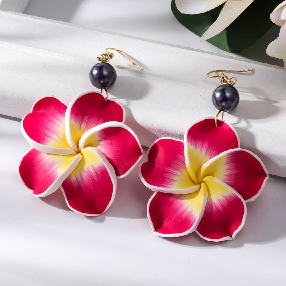 Hawaiian Plumeria Dangle Earrings