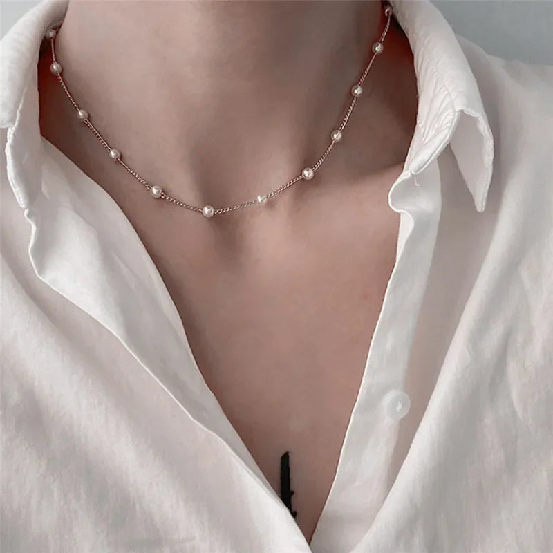 Gothic Pearl Choker Necklace