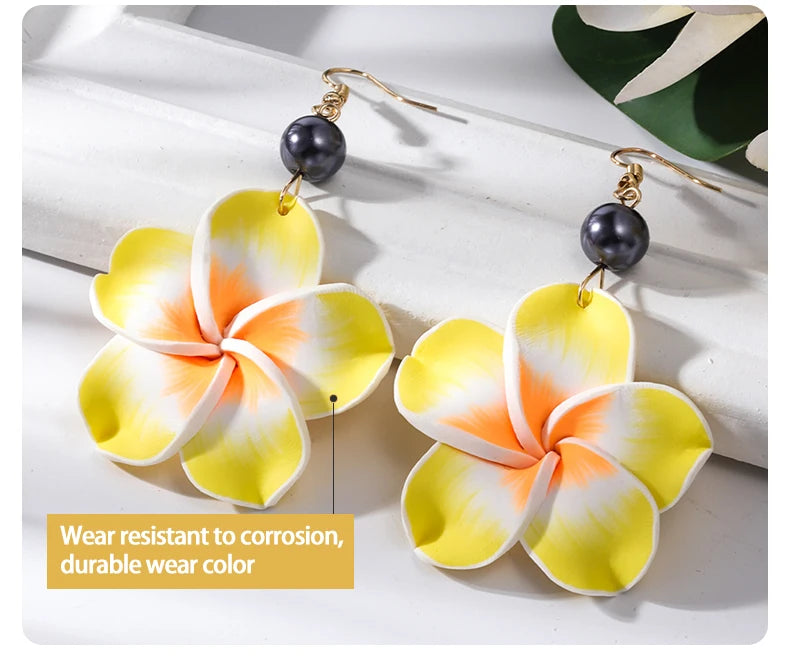 Hawaiian Plumeria Dangle Earrings