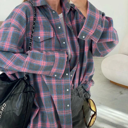 Vintage Plaid Oversized Shirt