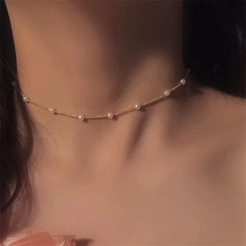 Gothic Pearl Choker Necklace