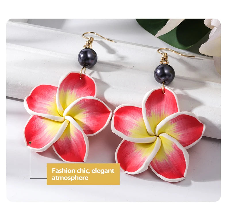 Hawaiian Plumeria Dangle Earrings