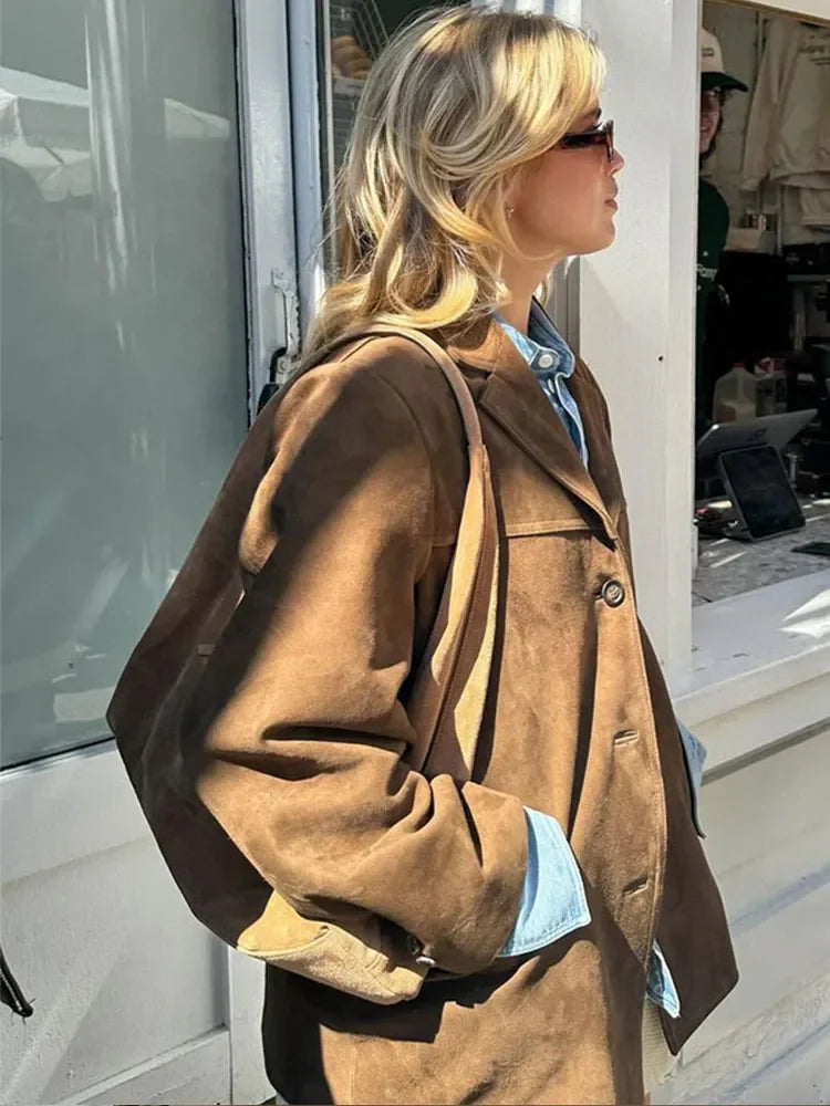 Suede Brown Cropped Jacket