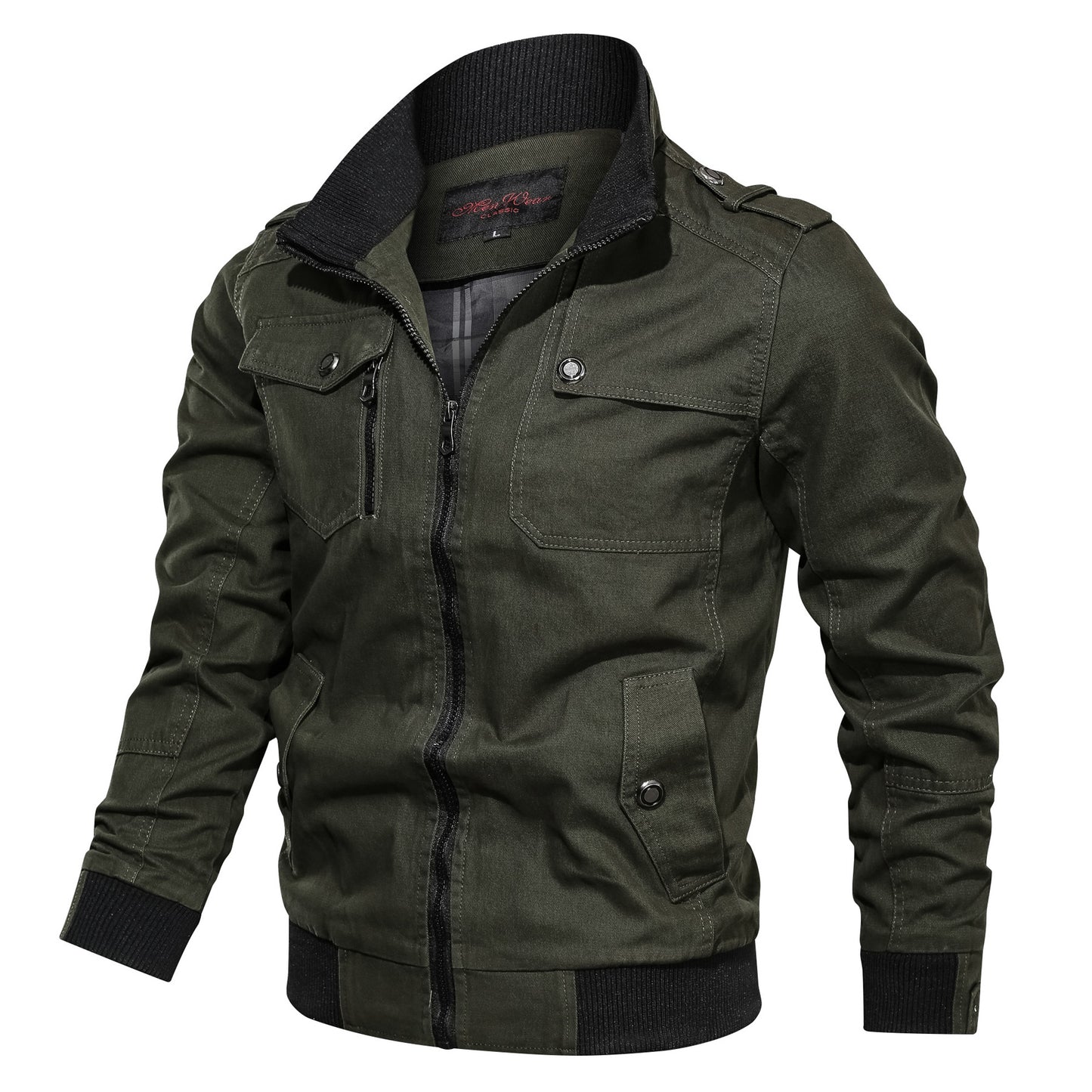 Sleek Military Bomber Jacket