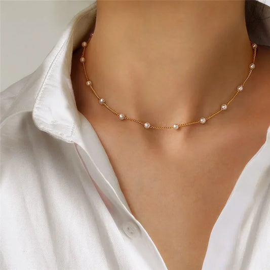 Gothic Pearl Choker Necklace