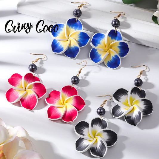 Hawaiian Plumeria Dangle Earrings