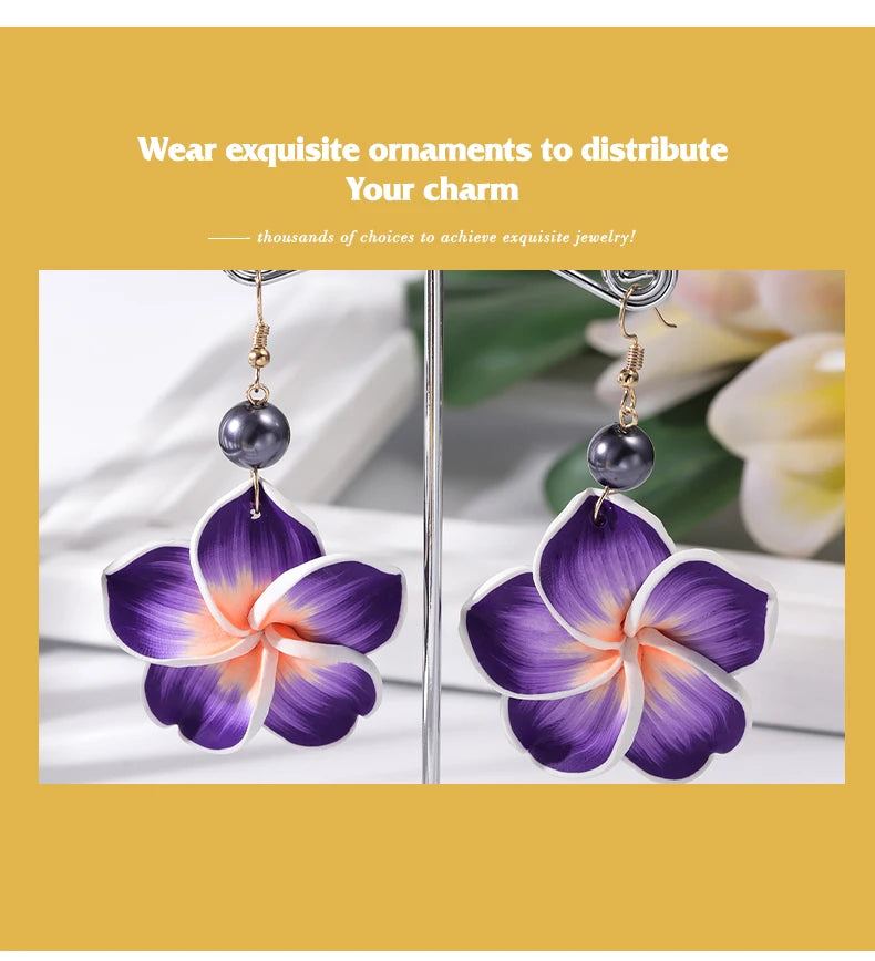 Hawaiian Plumeria Dangle Earrings