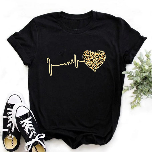 Leopard Heart 90s Tee