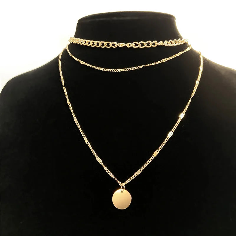 Vintage Layered Pendant Necklace