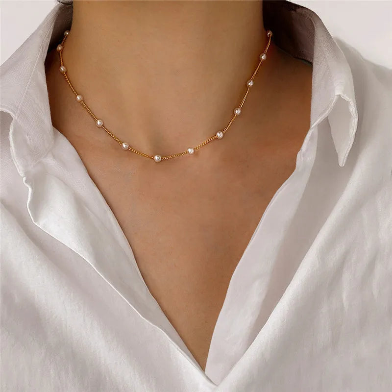 Gothic Pearl Choker Necklace