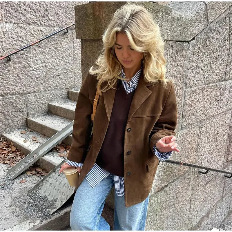 Suede Brown Cropped Jacket