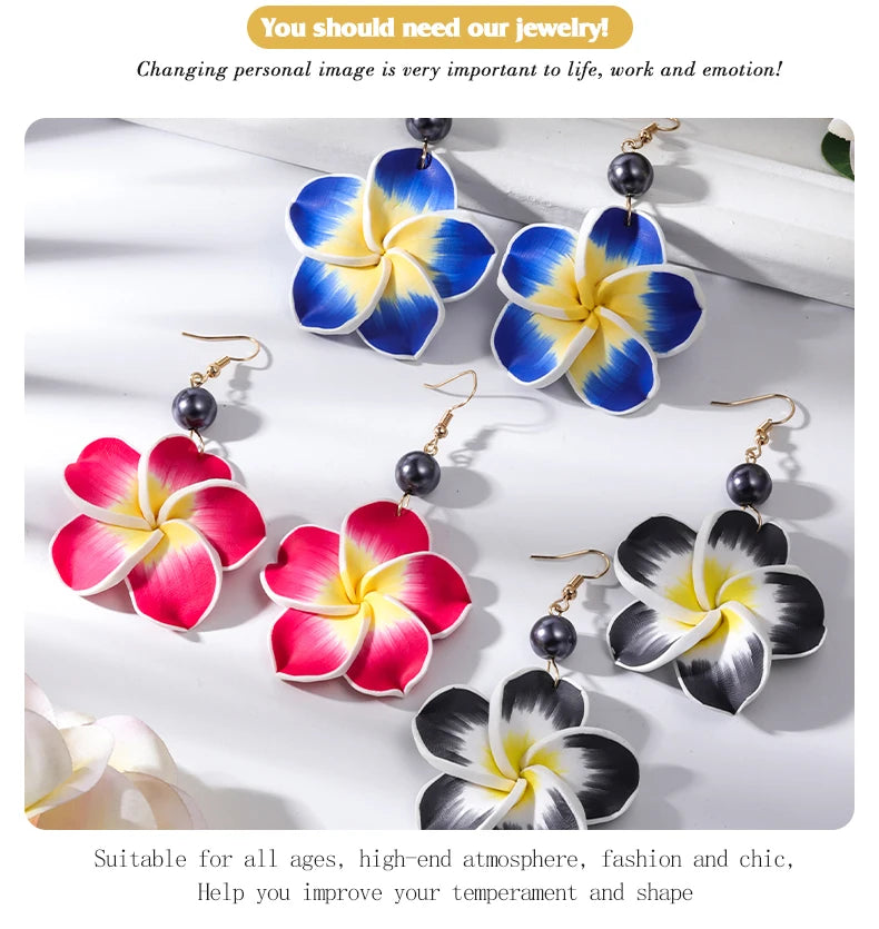 Hawaiian Plumeria Dangle Earrings