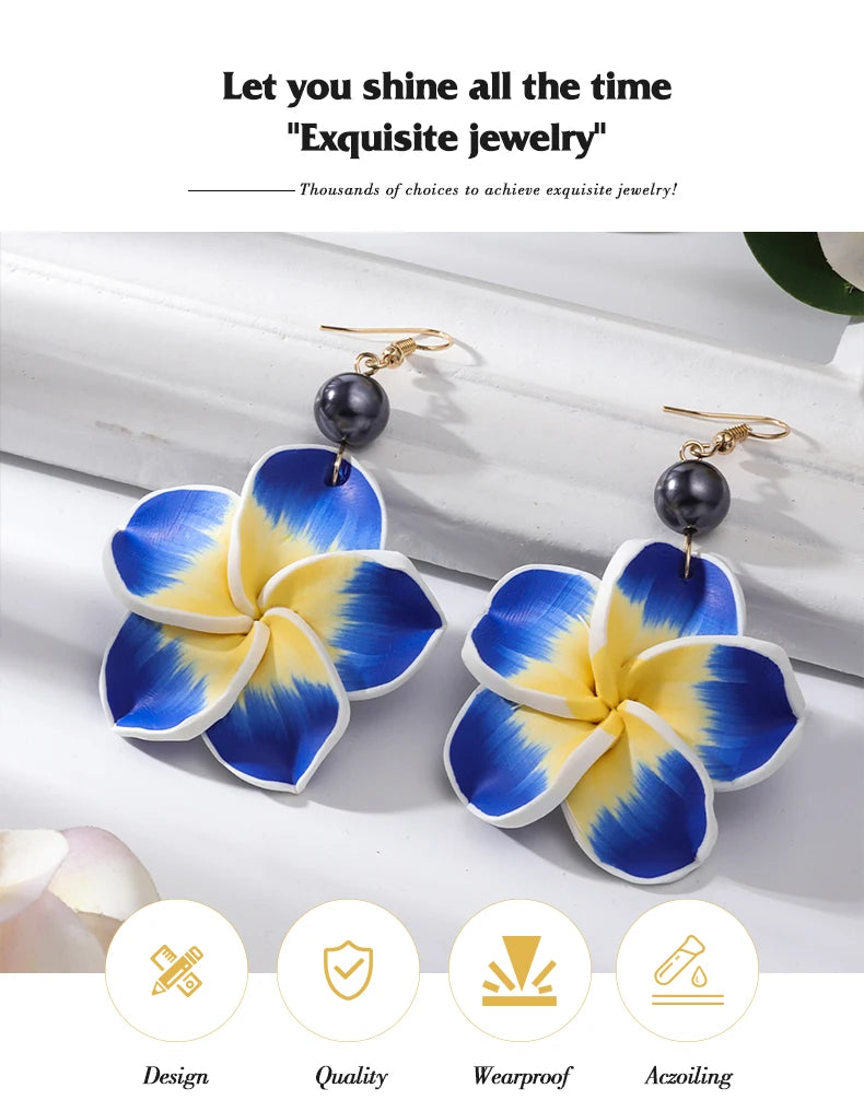 Hawaiian Plumeria Dangle Earrings