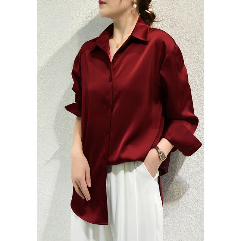 Elegant Satin Button-Up