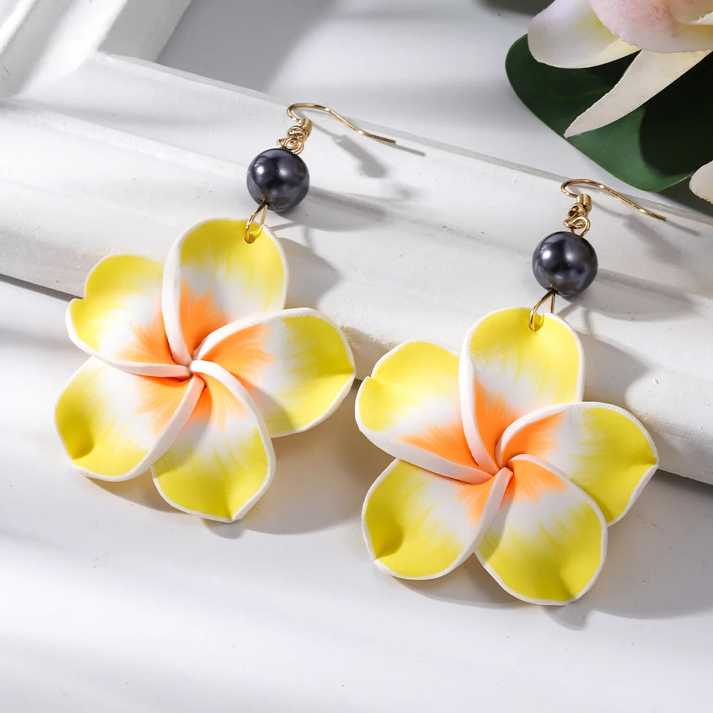 Hawaiian Plumeria Dangle Earrings