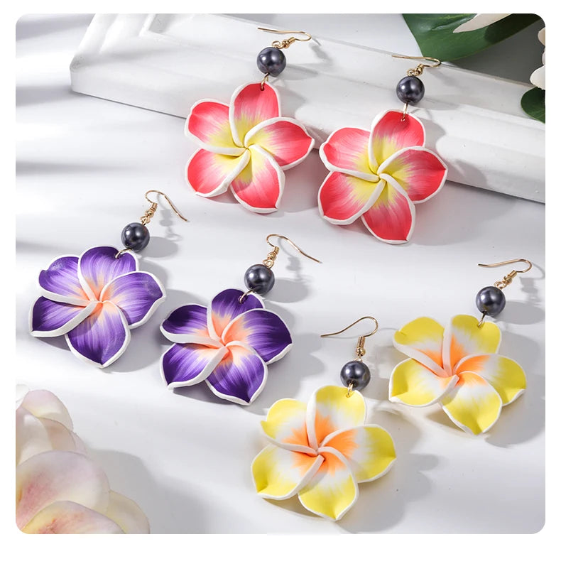 Hawaiian Plumeria Dangle Earrings