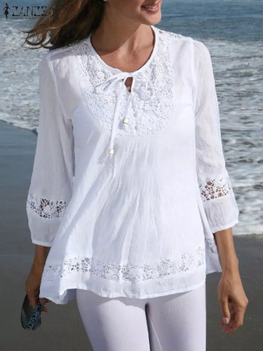 Elegant Lace Crochet Bluse