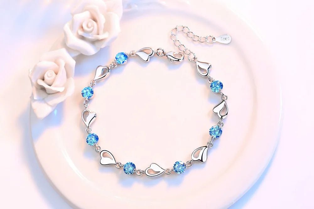 Blue Crystal Heart Bracelet - RASNA - RASNA