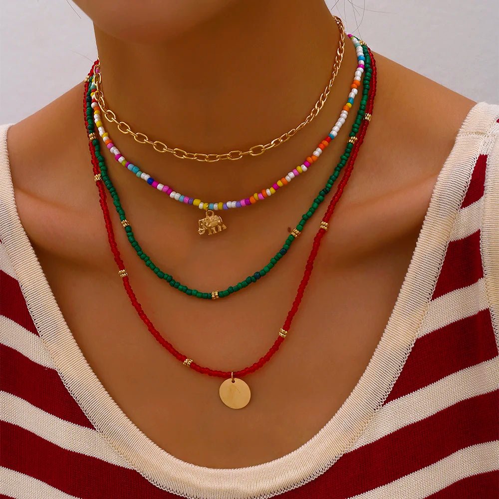 Bohemian Multilayer Beads Necklace - RASNA - RASNA