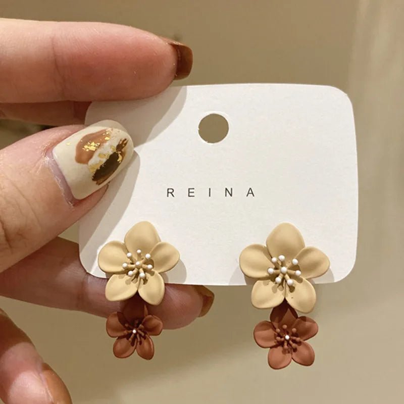 Bold Red Flower Earrings - RASNA - RASNA