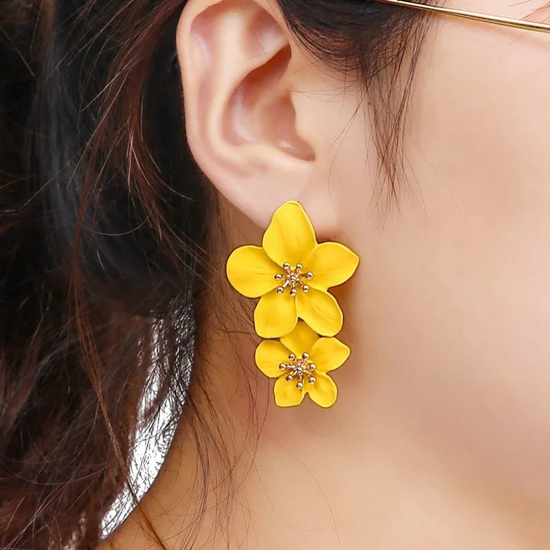 Bold Red Flower Earrings - RASNA - RASNA