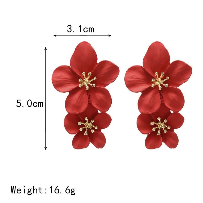 Bold Red Flower Earrings - RASNA - RASNA